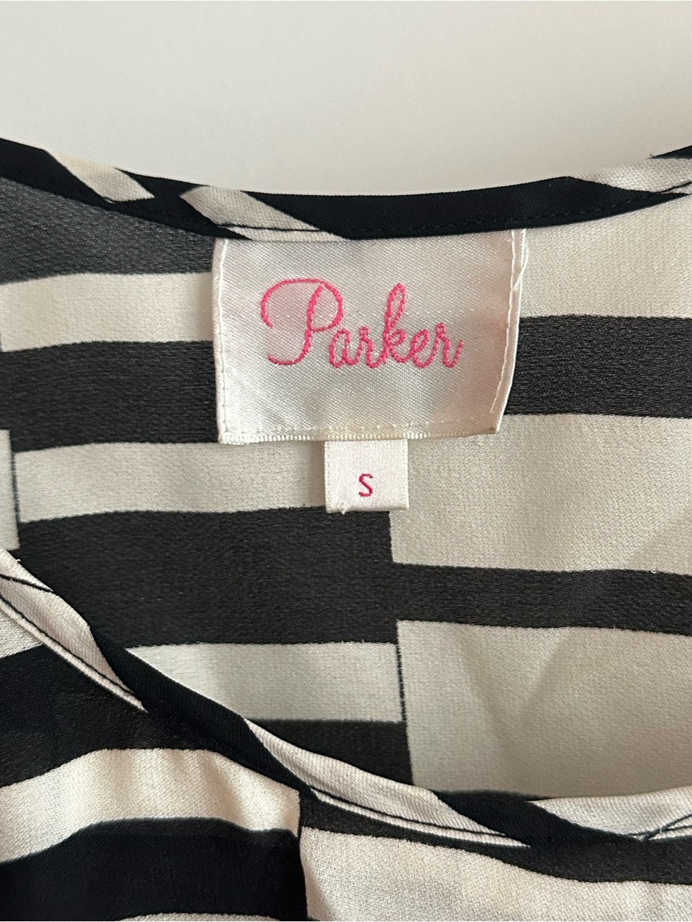 Silk, Black and White Geometric Dress by Parker size S - Picture 5 of 5